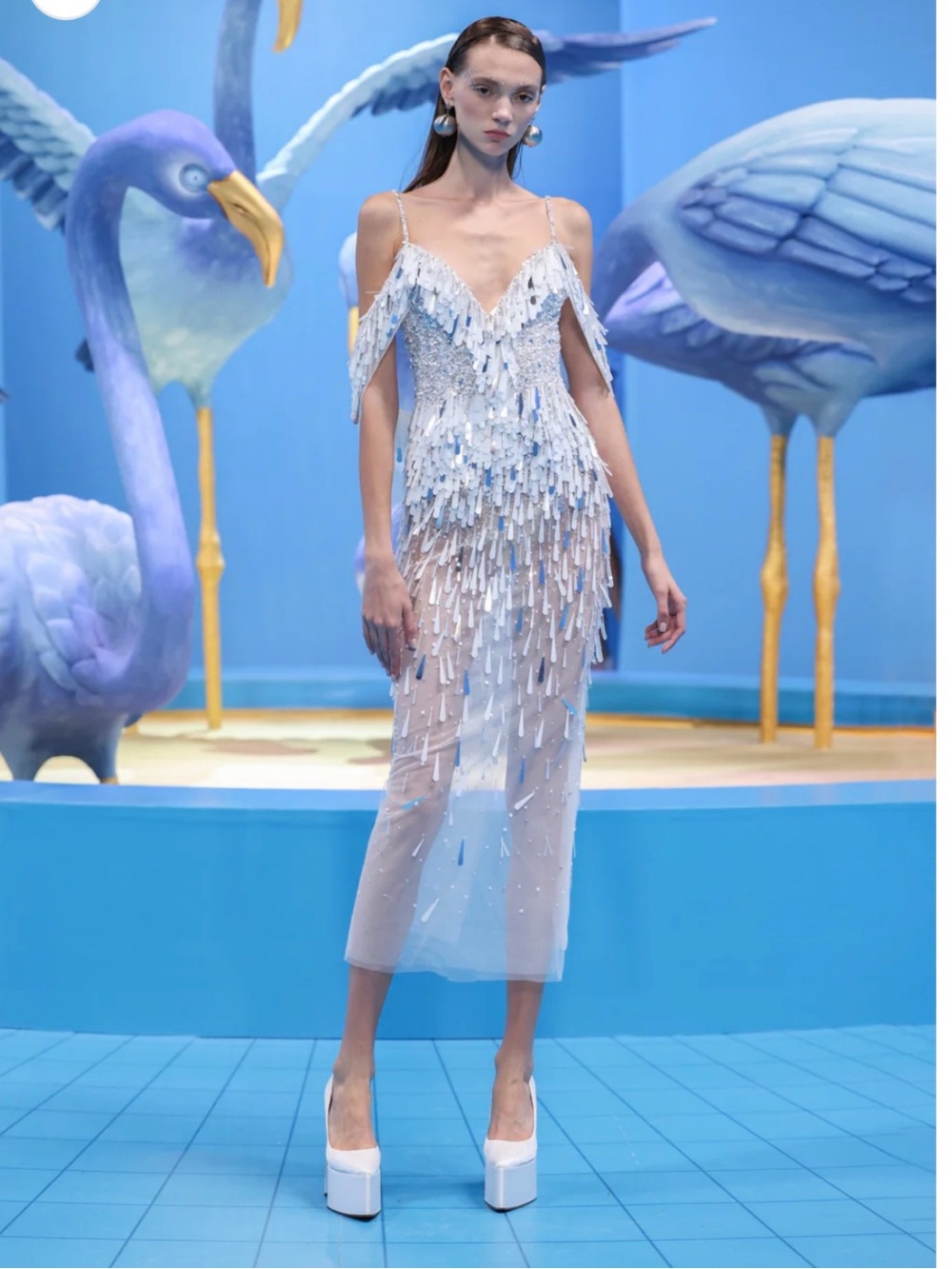 GEORGES HOBEIKA beaded sheer dress US 6